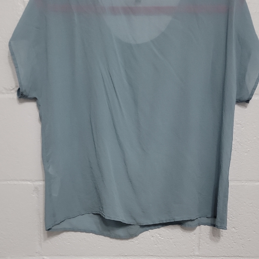 Eileen Fisher 100% Silk Boxy Top | Light Blue Short Sleeve | M - Picture 14 of 16